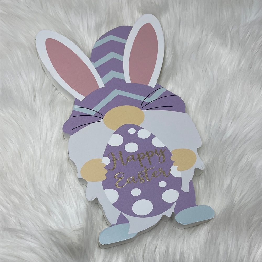 Pastel Wooden Happy Easter Bunny Tabletop Decor Sign